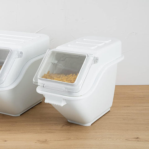 Olmecs White Ingredient Storage Bin, Capacity 81 Ltr. Shelf Ingredient Bin with Lid and Scoop for Kitchen