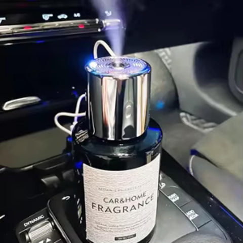 Luxury Car Air Freshener Diffuser | Long-Lasting Auto Fragrance Spray for a Fresh, Elegant Drive (AF6- Silver black, Sea)