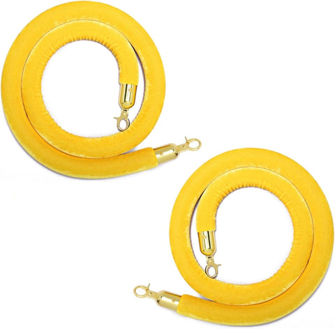 2 pcs Velvet Stanchion Rope, Crowd Control Rope Barrier with Polished Gold Hooks - Olmecs