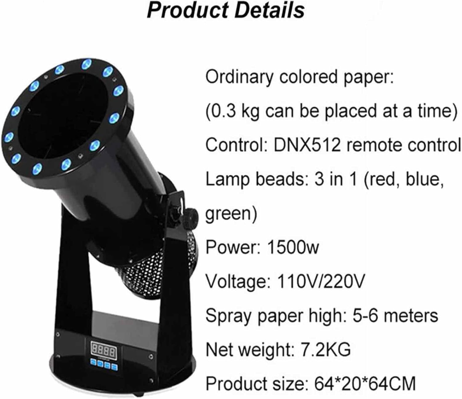 Olmecs Professional Confetti Launcher Led Electric Confetti Blower Color Paper Cannon Machine  for Event