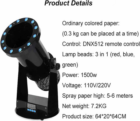 Olmecs Professional Confetti Launcher Led Electric Confetti Blower Color Paper Cannon Machine  for Event