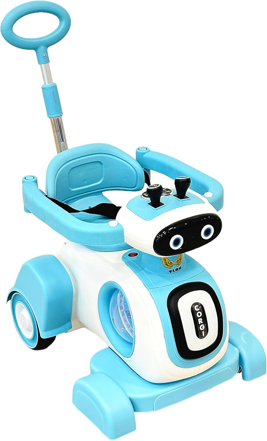 VLRA Electric Kids Ride-On, with Adjustable Handle, Safety Bar, Music Button, for Indoor and Outdoor use 2-4 years