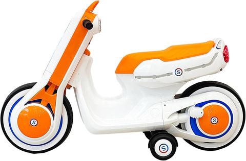 VLRA Kids Electric Motorcycle, LED Lights, Training Wheels, Dashboard Display, Rechargeable Ride-On Toy