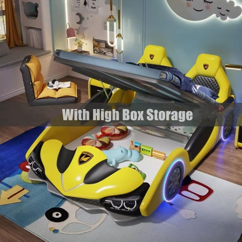 Children's Solid Wood Bed, Boy's Bed, Car Style Multifunctional Single Bed (Mattress not included)