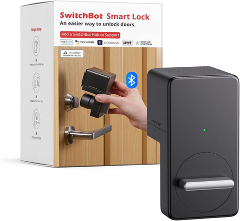 SwitchBot Smart Lock, Bluetooth Electronic Deadbolt, Keyless Entry Door Lock, Smart Lock for Front Door, Compatible with WiFi Bridge (Sold Separately), Keyless Lock Fits Your Existing Deadbolt