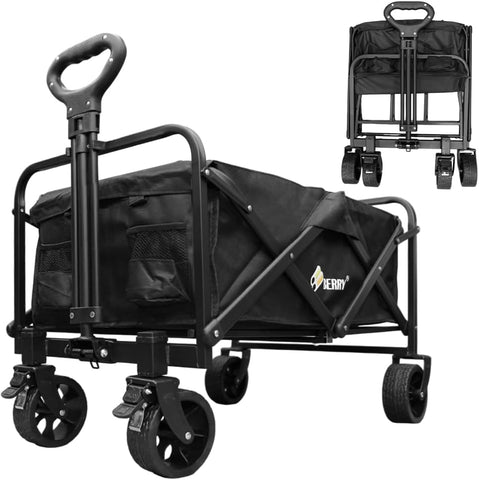 Olmecs 100KG Garden Trolley - Utility Transport Cart, Shopping Wagon with Wheels, Beach & Festival Trolley for Camping, Trips