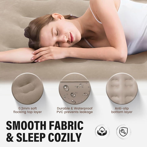Air Mattress with Electric Pump | Fast Inflatable Bed for Home, Camping & Travel | Durable Leak-Proof Design and Carry Bag (180CM X 73CM)