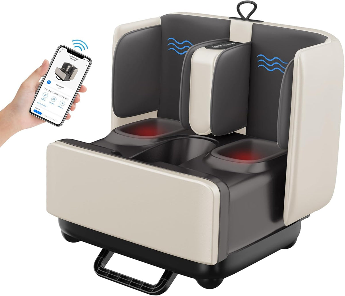 COMFIER 2-in-1 shiatsu Foot Massager Machine & Foot Rest, Foot and Calf with APP Control