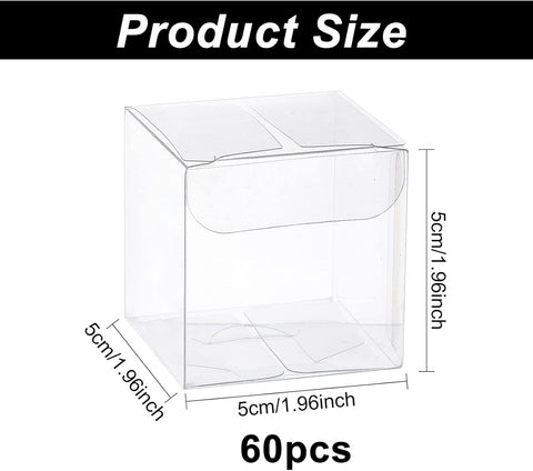 Willow 60 Pack Clear Plastic Boxes Transparent Party Favor Boxes - 2" X 2" X 2" - For Wedding/Party/Packaging 2x2x2" 60 Pack - 2x2x2"