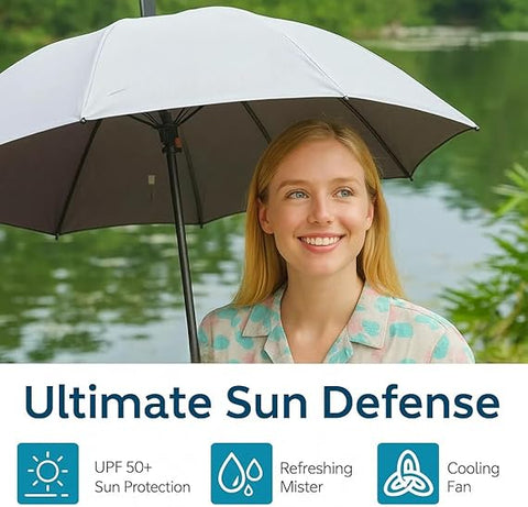 Long Handle Umbrella with Fan, Sun Umbrella Built in Fan and Mister System