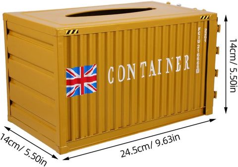 Shipping Container Tissue Box Holder Metal Tissue Box Vintage Metal Container Model Golden