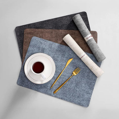 PVC Non Slip Heat-Resistant Placemats for Dining Table Waterproof Stain Resistant Wipeable Table Mat Non-Slip Easy Clean Place Mat for Kitchen Table (10Pc Set)
