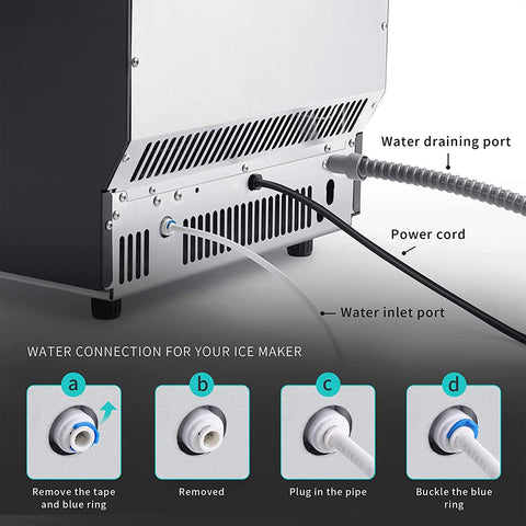 Commercial Ice Maker Stainless Steel, 144LBS/24H Under Counter Ice Maker Machine
