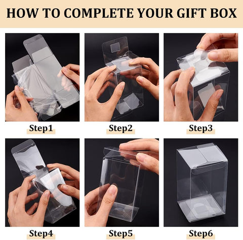 Willow 30PCS 2.3x2.3x4“ Film Covered Clear Plastic Party Favor Box for Valentine's Day Choclates and Wedding Party Candy Cookies Favors