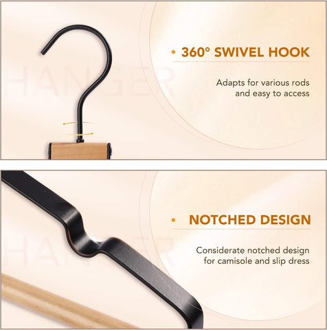 Willow 10Pc Pack High Grade Metal hangers - Wooden Heavy Duty Hangers for Clothes Durable Wire coat hangers