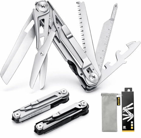 Stainless Steel Multi Tool Pliers – Heavy Duty Multitool with Knife, Saw, Screwdrivers & Wire Cutter - Survival Tool for Camping