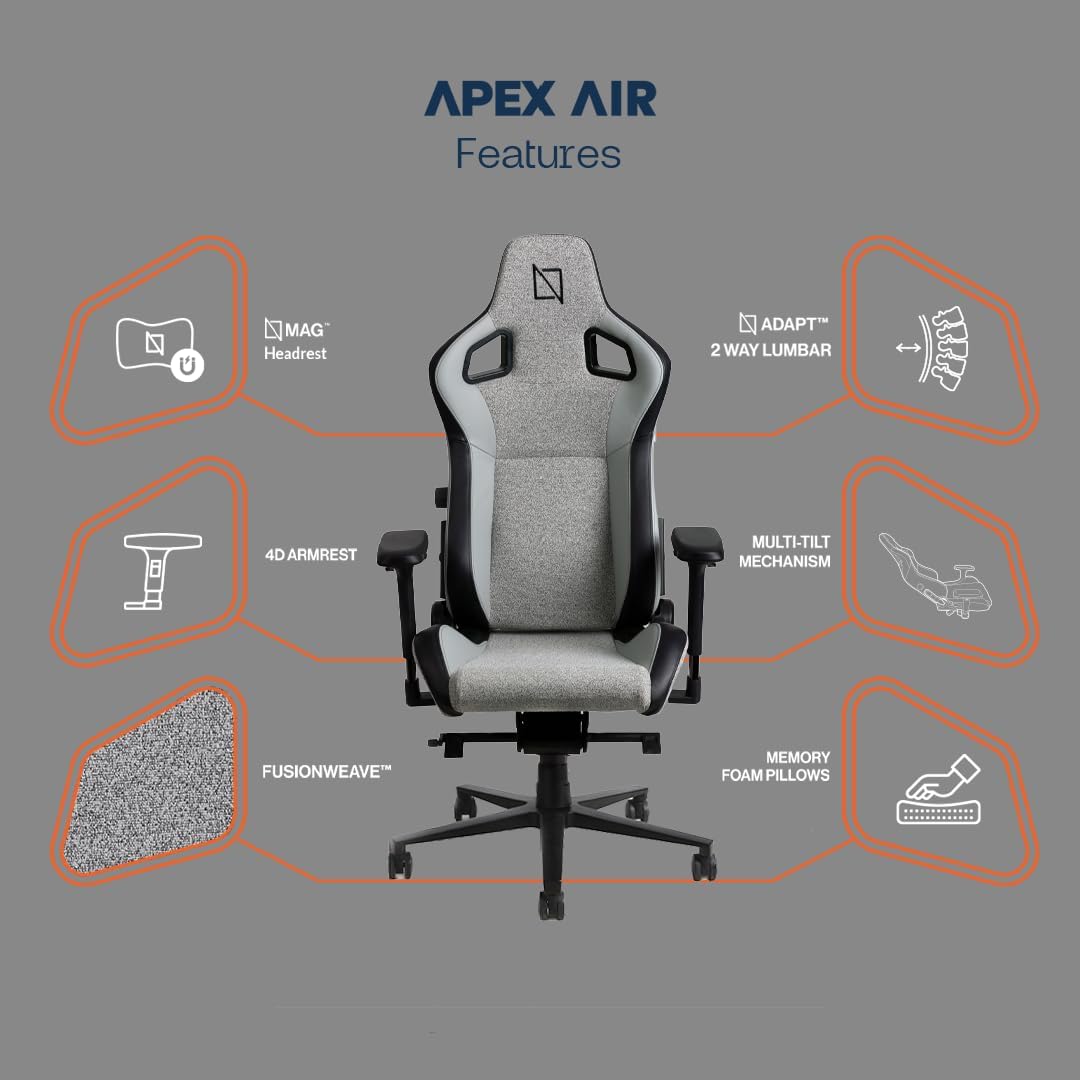 Navodesk APEX AIR, Ergonomic Gaming Chair (LIGHT GREY)