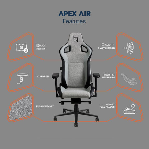 Navodesk APEX AIR, Ergonomic Gaming Chair (LIGHT GREY)