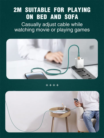 LDNIO 2 Mtr 30W Charger Cable for Android Phone Fast Charging Data Communication Cable Micro USB Type C Cables