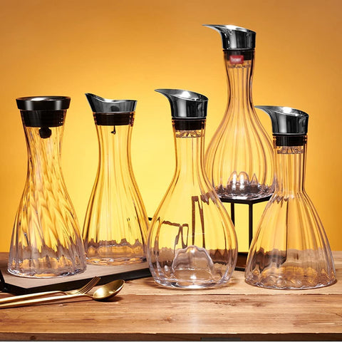 Waterfall Type Crystal Decanter Fast Home Wine Dispenser Manual Lead-Free Crystal Glass- 1100ml