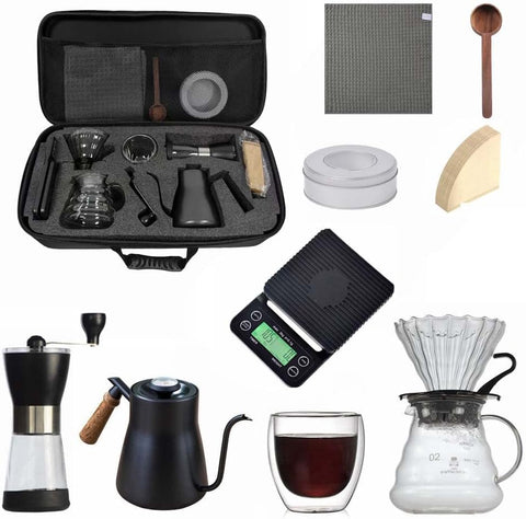 LC V60 Coffee Maker Set 10-piece Coffee Tool with Portable Travel Bag