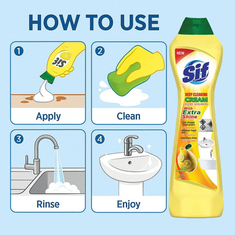 Swish Super Sif Scouring Cream Cleaner, Lemon 4 x 500ml