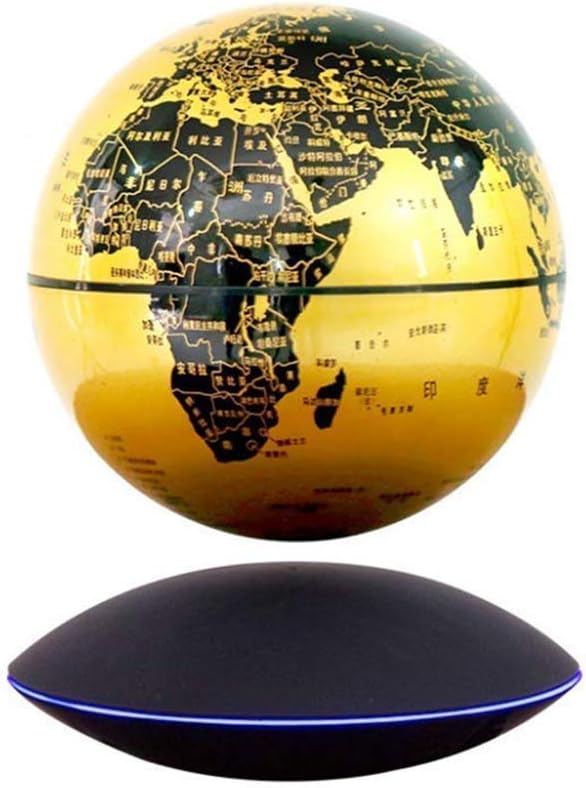 Olmecs Globes World Map 8 Inch - 360 Degree Rotating Magnetic Globe Suspension Lamp with LED Lights