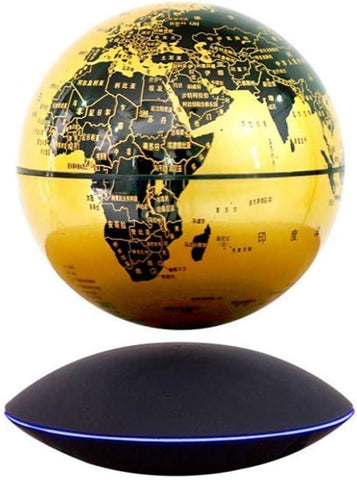 Olmecs Globes World Map 8 Inch - 360 Degree Rotating Magnetic Globe Suspension Lamp with LED Lights