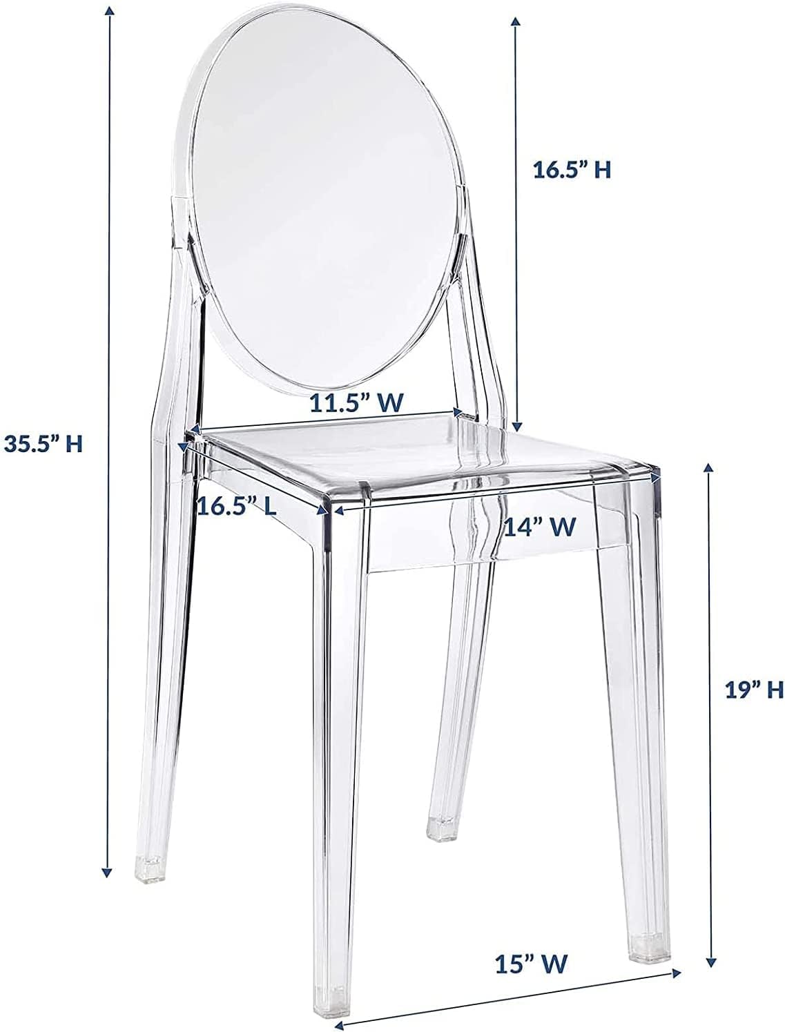Olmecs Casper Modern Acrylic Stacking Kitchen ,Fully Assembled (No Arm Chair)