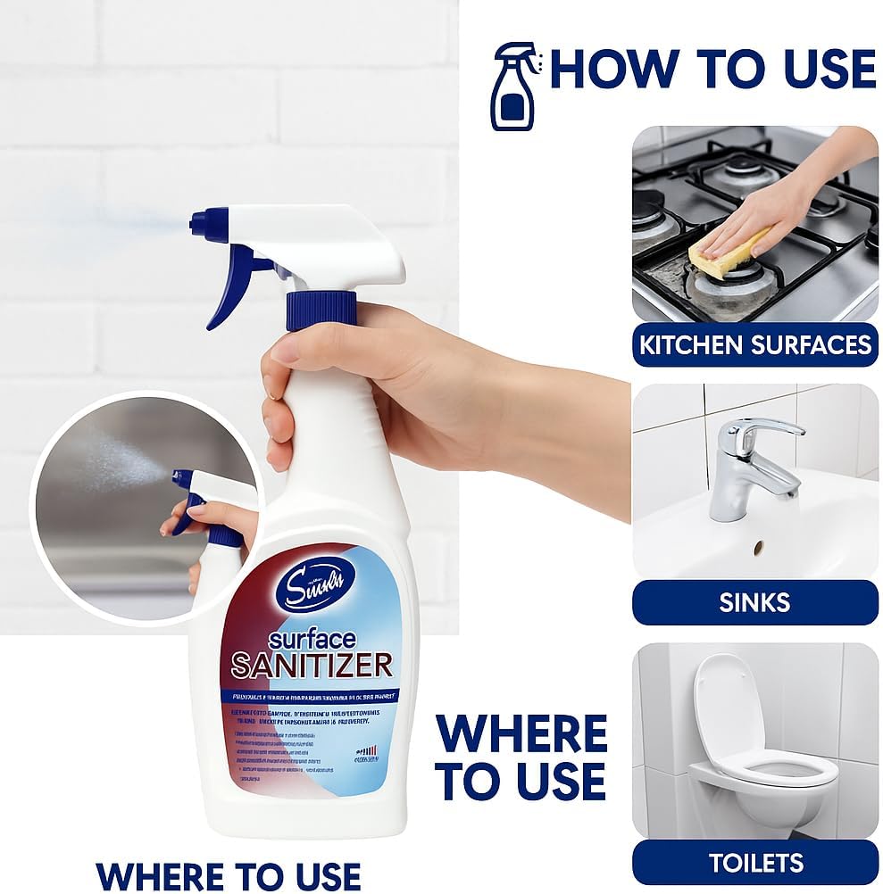 Swish Super Pack of 2 Antibacterial Disinfectant Multipurpose Surface Sanitizing Spray 5Ltr + 800ml Spray