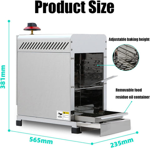 Propane Infrared Steak Grill, Outdoor Portable Gas Grill with Vertical Cooking