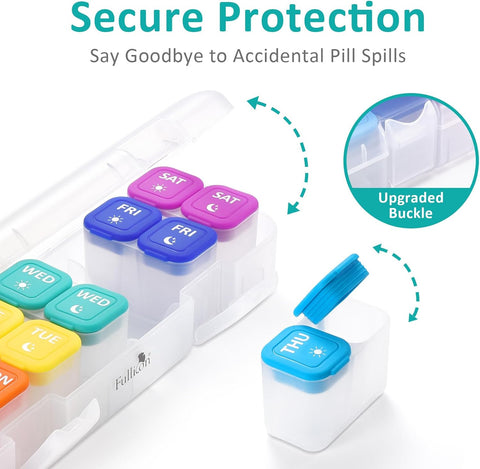 Fullicon Moisture-Proof Pill Boxes 7 Day 2 Times a Day