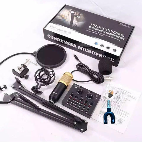 Condenser Microphone for PC Studio with V8 Sound Card