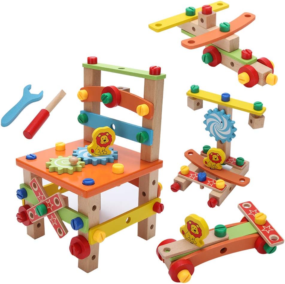 emma Wooden Multifunctional Assembling Chair Toy for Kid Child Learning Intelligent Toys