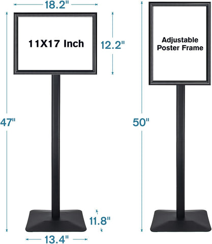 Heavy Duty Pedestal Floor Signage Stand Holder, for Outdoor or Indoor Advertising (8.5 x 11, Black)