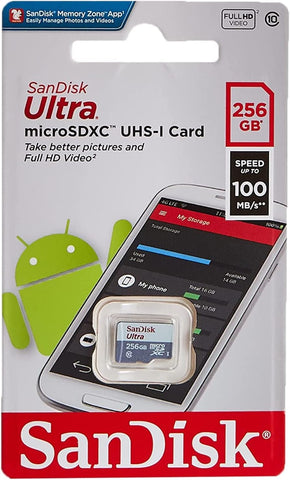 Sandisk 256GB Ultra Microsdxc Uhs 1 Card 100Mb/S Grey -Sdsqunr-256G-Gn3Mn, Grey