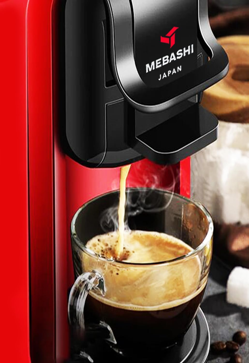 MEBASHI 3-in-1 Multifunction Espresso Capsule Coffee Machine (Black/Red/White) 1450W