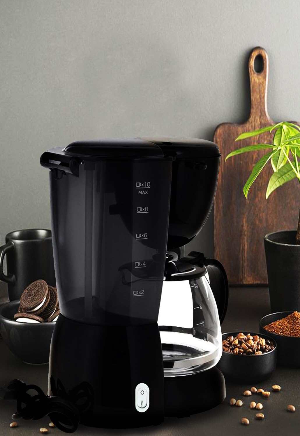 MEBASHI Drip Coffee Machine with Swing Out Filter Holder, 1.25L Capacity 750W (ME-DCM1003BCB)