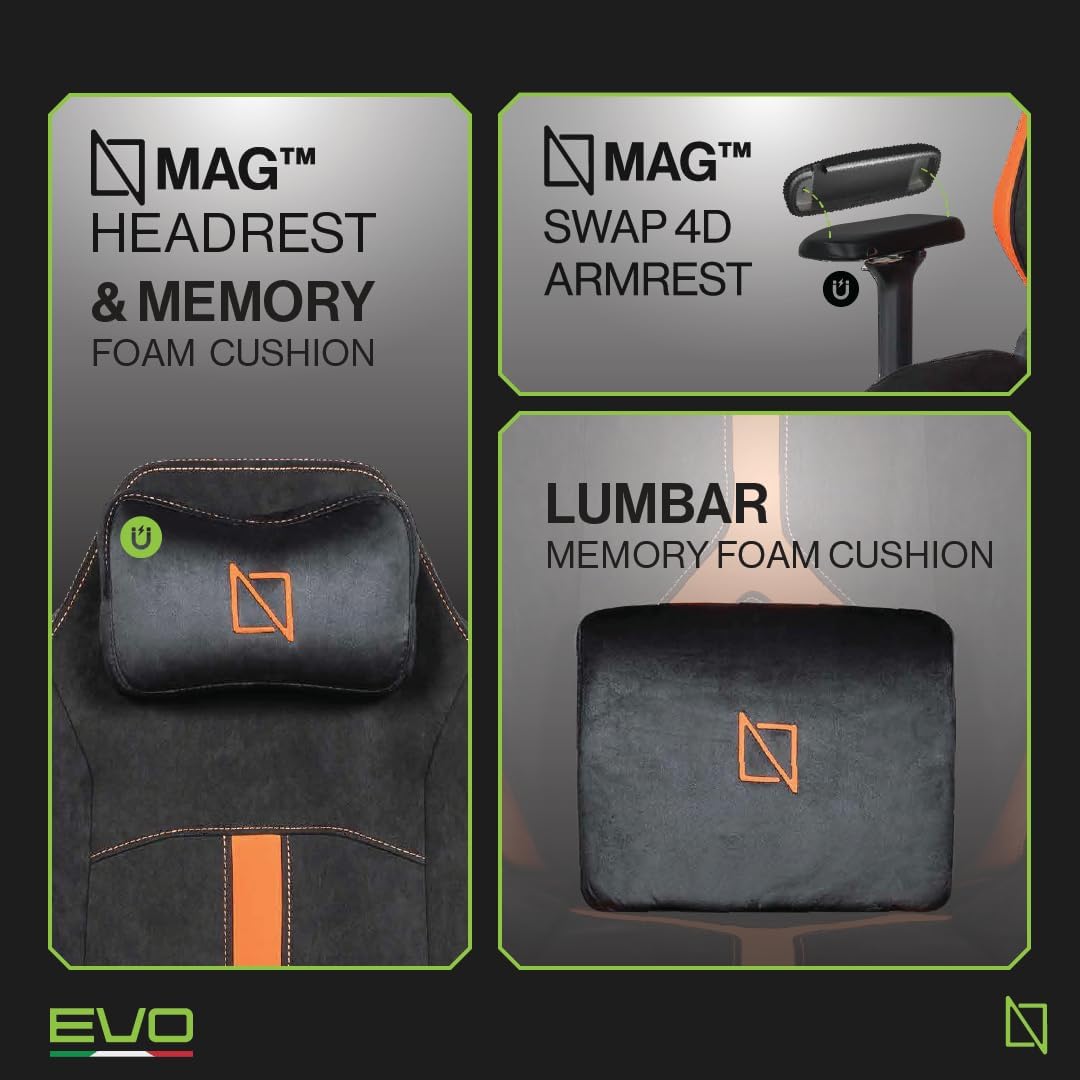 Navodesk APEX AIR, Ergonomic Gaming Chair (EVO PRO - HyperSuede, Flaming Orange)