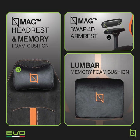 Navodesk APEX AIR, Ergonomic Gaming Chair (EVO PRO - HyperSuede, Flaming Orange)