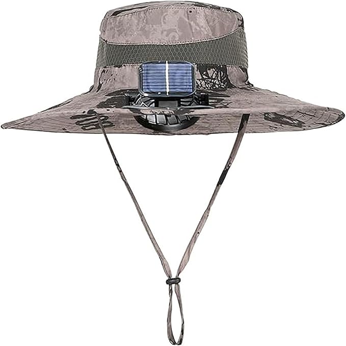 Wide Brim Solar Fan Outdoor Fishing Hat-Solar & Usb Charging,Cooling Hats with Fan