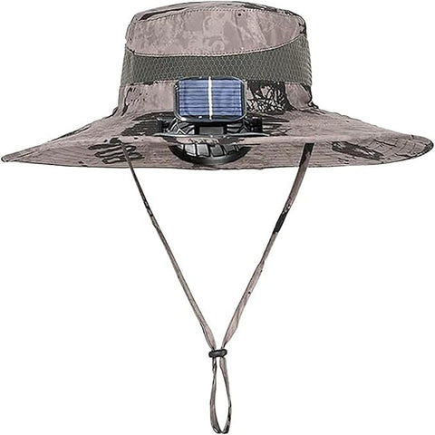 Wide Brim Solar Fan Outdoor Fishing Hat-Solar & Usb Charging,Cooling Hats with Fan