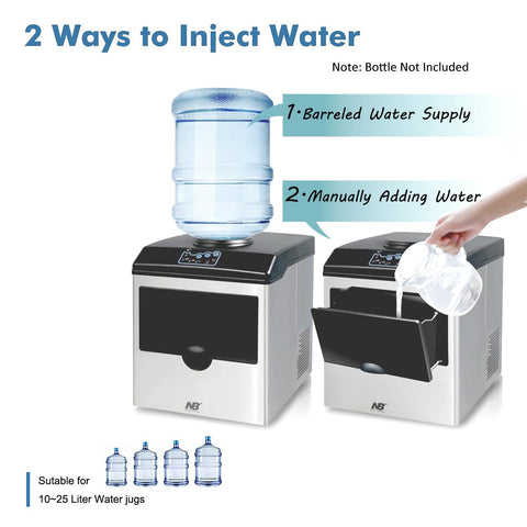 2 in 1 Ice Maker Machine with Cold Water Dispenser, 12pcs S/M/L Size Ice Cube ready in 10 Minutes,