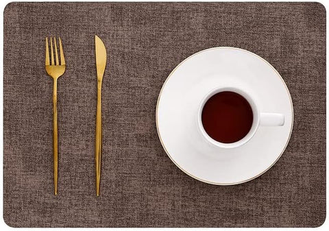 PVC Non Slip Heat-Resistant Placemats for Dining Table Waterproof Stain Resistant Wipeable Table Mat Non-Slip Easy Clean Place Mat for Kitchen Table (10Pc Set)