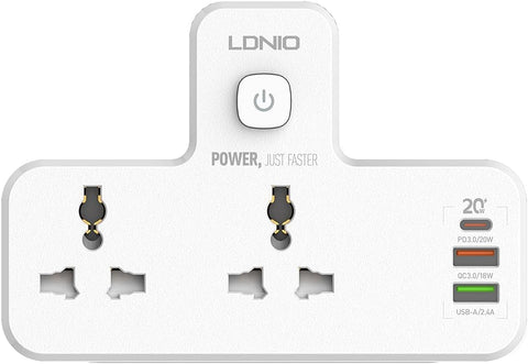 LDNIO SC2311 20W 3-Port USB Charger Extension Power Strip with 1 * 20W USB-C PD Power Delivery