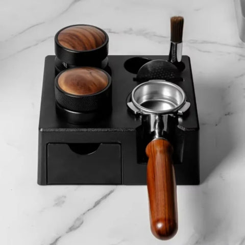 Olmecs Espresso tamping station, 7in1 Espresso Organizer Box Fit for 51,54,58MM Espresso Tamper
