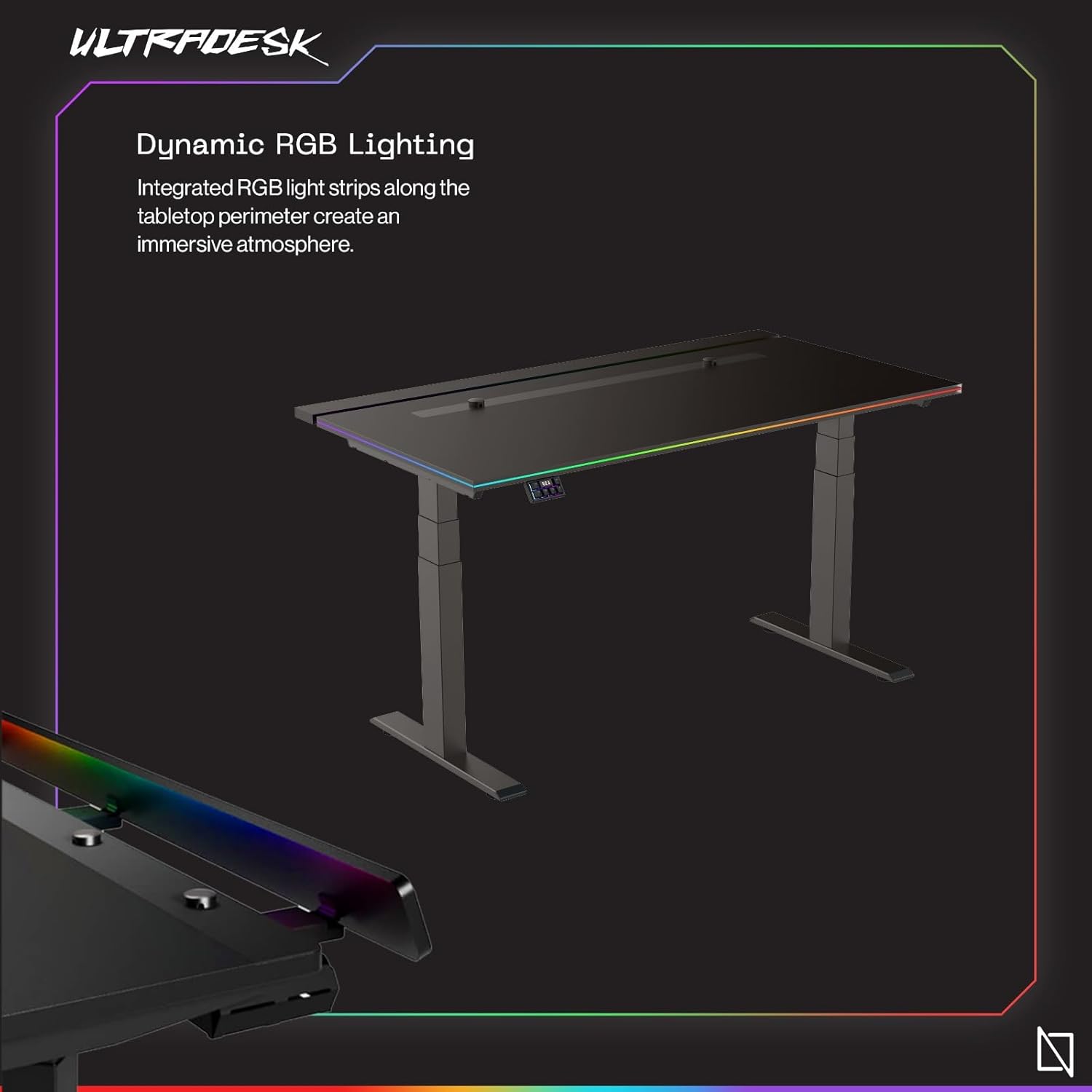 Navodesk APEX ULTRADESK, Electric Standing Desk with RGB Lighting (Black, 150 x 81 CM)