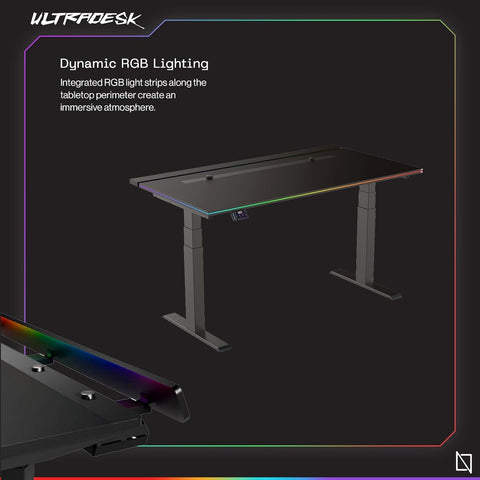 Navodesk APEX ULTRADESK, Electric Standing Desk with RGB Lighting (Black, 150 x 81 CM)