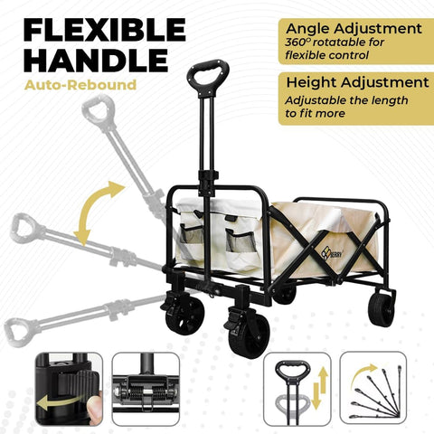 Olmecs 100KG Garden Trolley - Utility Transport Cart, Shopping Wagon with Wheels, Beach & Festival Trolley for Camping, Trips