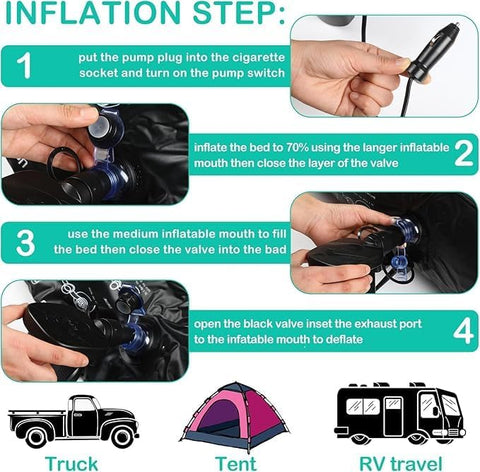Premium Inflatable Truck Bed Air Mattress with Pump, Pillows & Carry Bag
